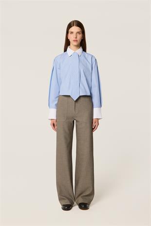 Mavi Çizgili Poplin Gömlek