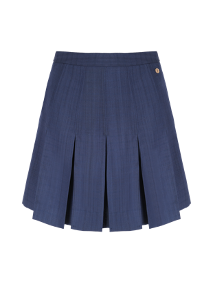 Mavi Pileli Mini Etek