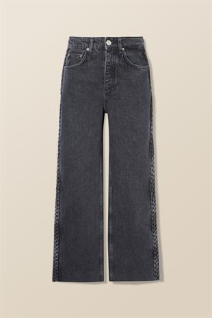 Örgü Detaylı Denim Pantolon