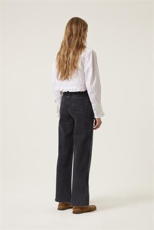 Örgü Detaylı Denim Pantolon