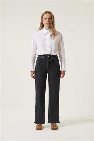 Örgü Detaylı Denim Pantolon