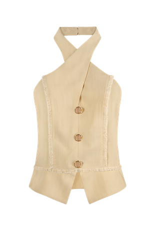 Sırt Dekolteli Ekru Üst