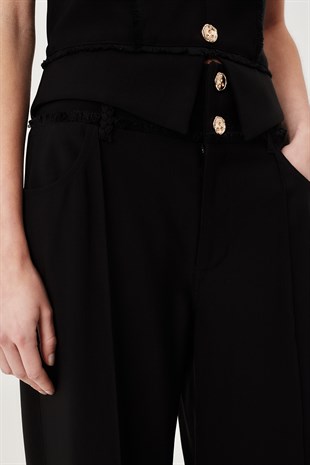 Siyah Geniş Paça Pantolon