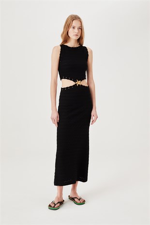 Siyah Uzun Triko Elbise