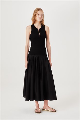 Siyah Uzun Triko Elbise