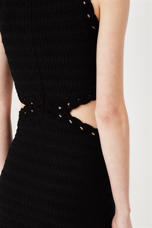 Siyah Uzun Triko Elbise