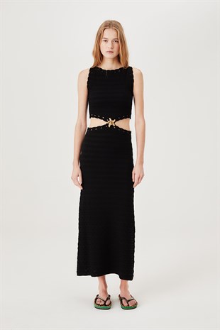 TRESSESiyah Uzun Triko Elbise