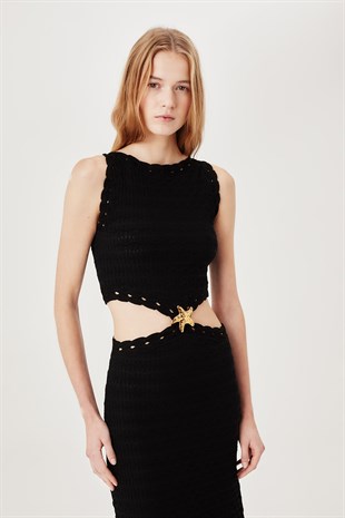 Siyah Uzun Triko Elbise