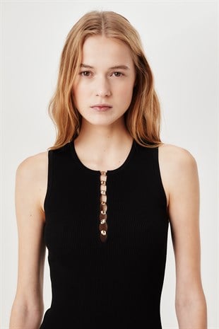 Siyah Uzun Triko Elbise