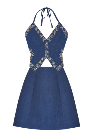 Taş İşlemeli Mini Elbise