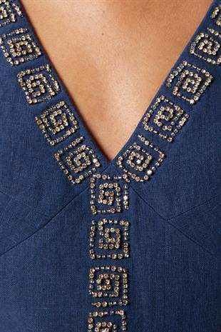 Taş İşlemeli Mini Elbise