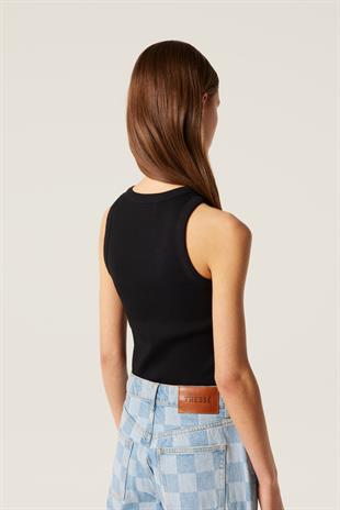 TRS Baskılı Siyah Pamuk Üst