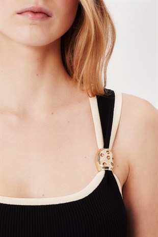 Volanlı Siyah Mini Triko Elbise