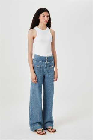 Yüksek Bel Geniş Paça Pantolon