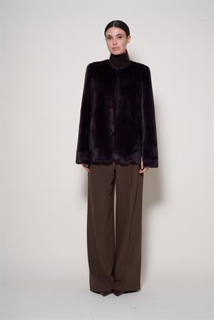 Bordo Kürk Görünümlü Kaban