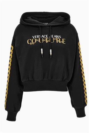 Siyah Kapüşonlu Kadın Sweatshirt