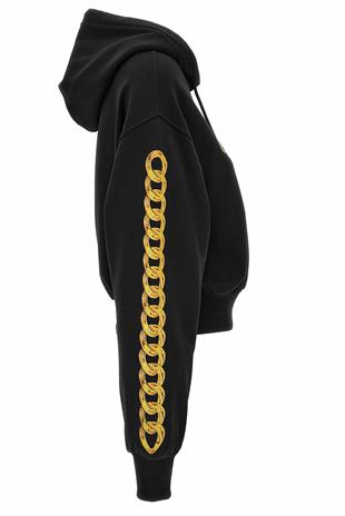 Siyah Kapüşonlu Kadın Sweatshirt