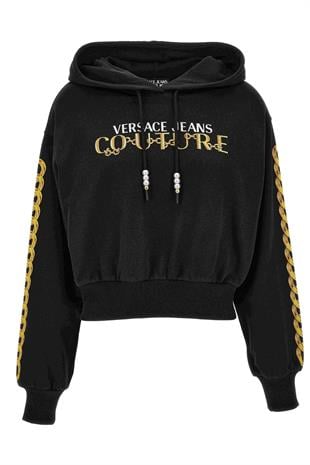 Siyah Kapüşonlu Kadın Sweatshirt