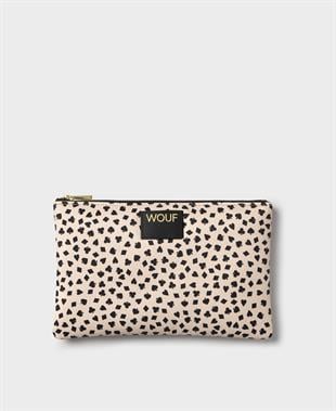 Kart Desenli Krem Makyaj Çantası