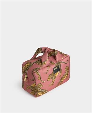 Pembe Leopar Desenli Makyaj Çantası
