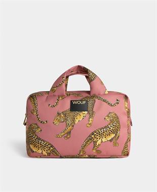 Pembe Leopar Desenli Makyaj Çantası
