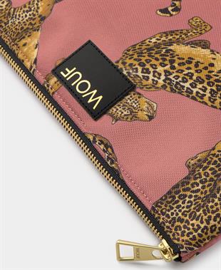 Pembe Leopar Desenli Makyaj Çantası