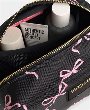 Siyah Kurdele Desenli Makyaj Çantası