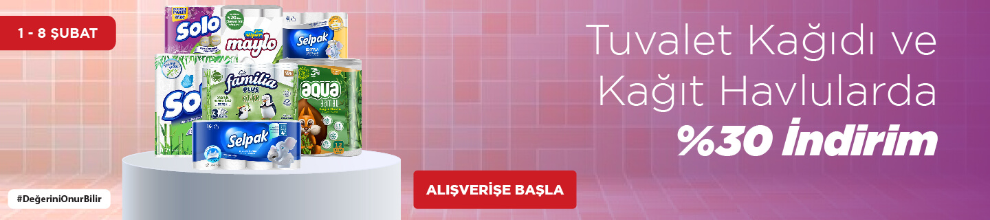 Tuvalet Kağıdı ve Kağıt Havlularda %30 İndirim