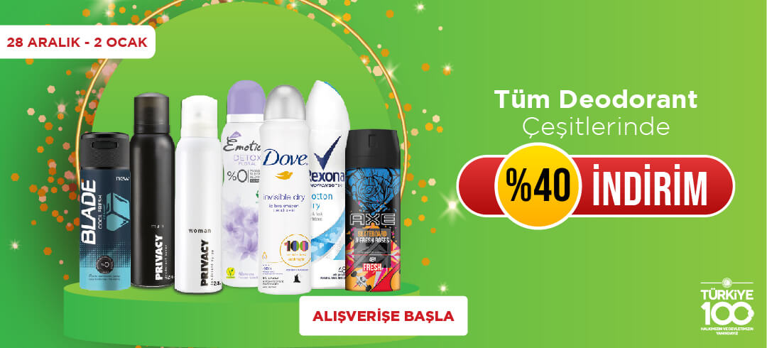 Tüm Deodorant Çeşitlerinde %40 İndirim