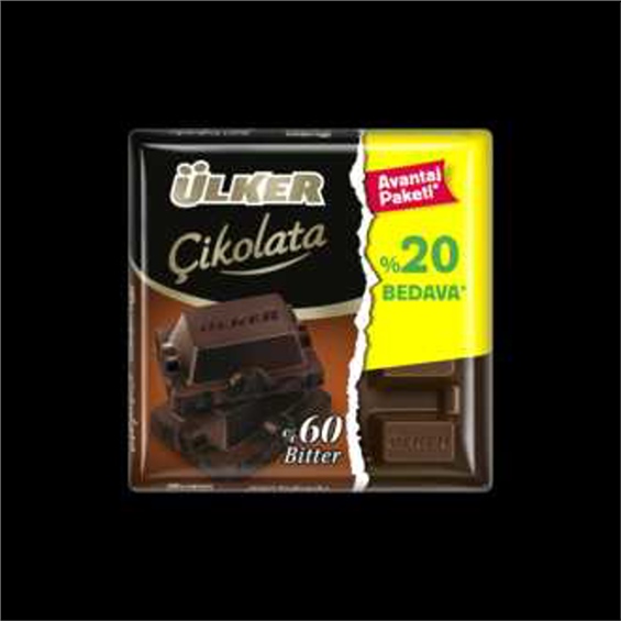 Ülker %60 Bitter Kare Çikolata %20 Fazla 72 gr - Onur Market