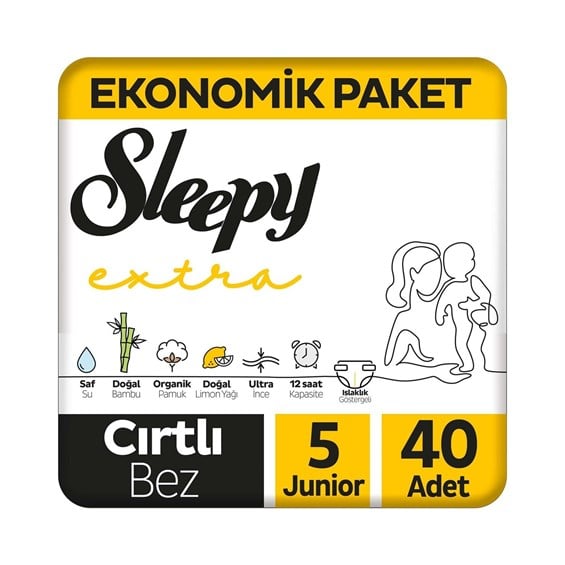 Sleepy Bebek Bezi Extra Günlük Aktivite Ekonomik Paket 5 Numara Junior  40'lı - Onur Market