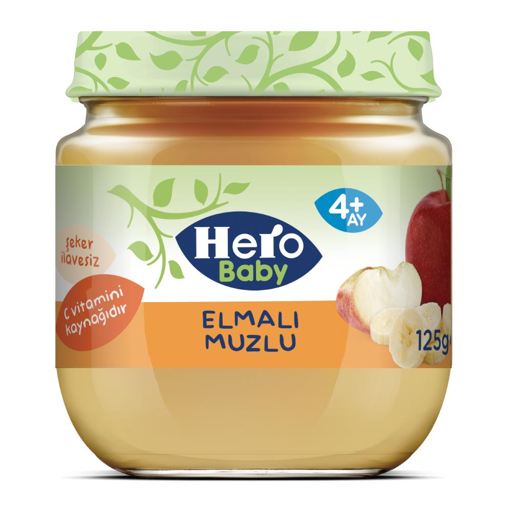 Hero Baby Elma Muz Püreli Kavanoz Mama 125 gr