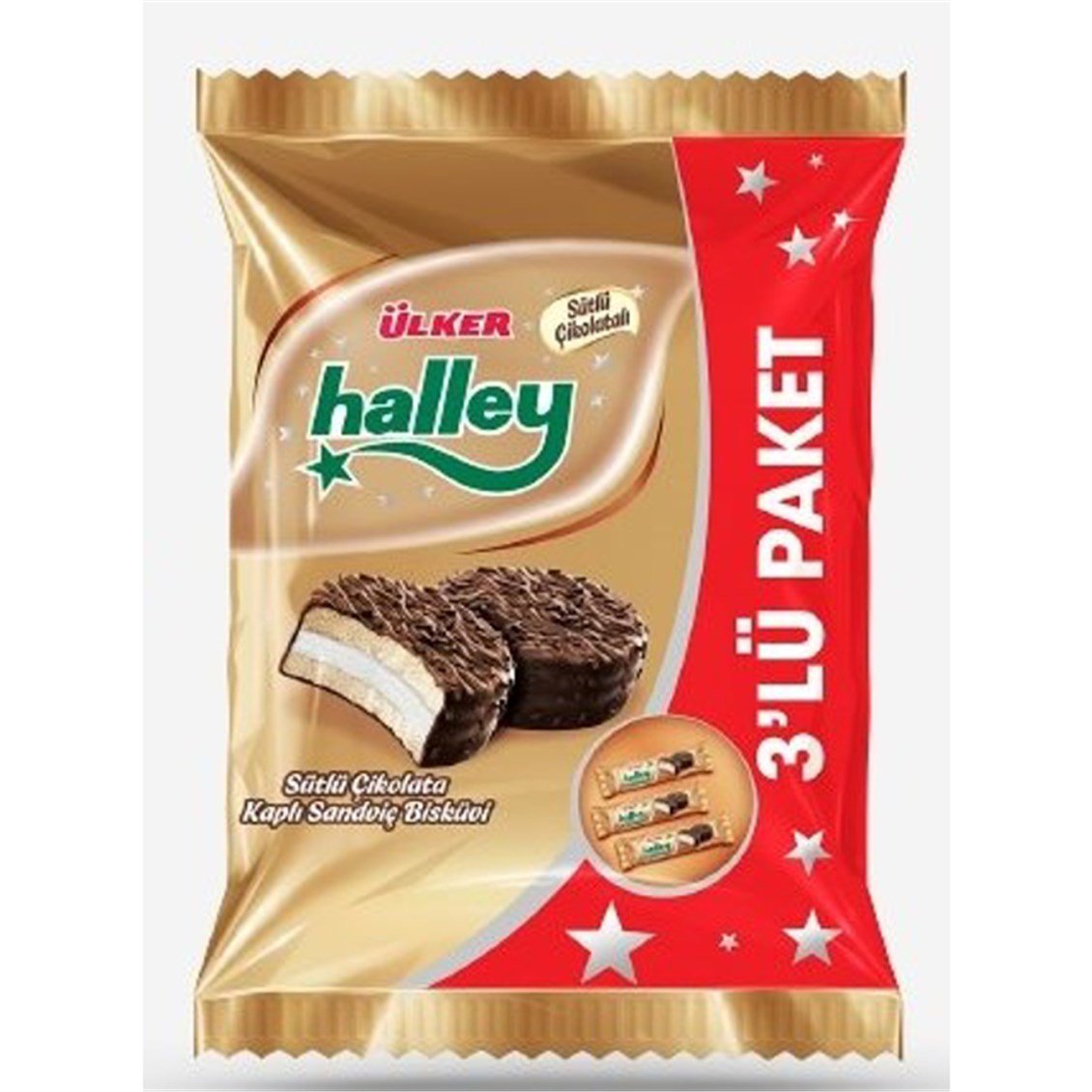 Ülker Çikolatalı Halley Mini granüllü 3'lü 198 gr - Onur Market