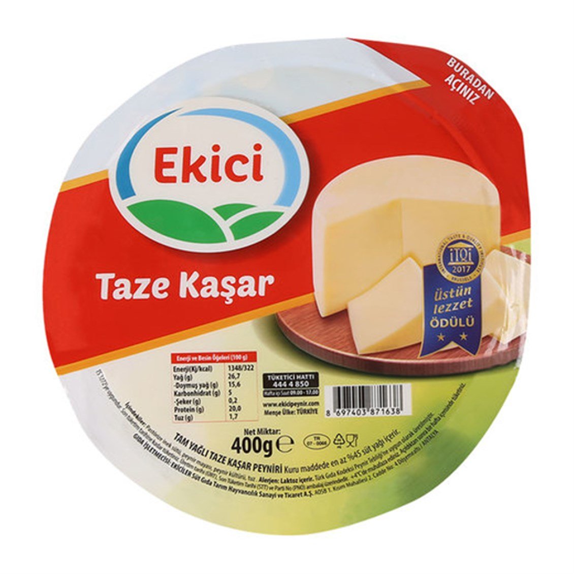Ekici Taze Kaşar Peyniri 400 gr - Onur Market