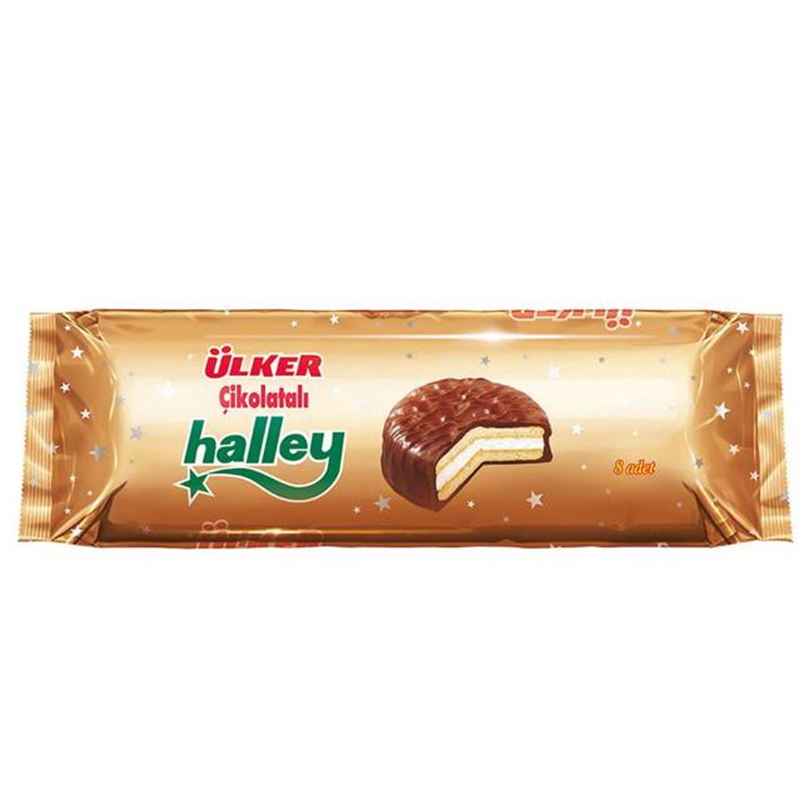 Ülker Halley Çikolata Kaplamalı Sandviç Bisküvi 8'li 240 gr - Onur Market