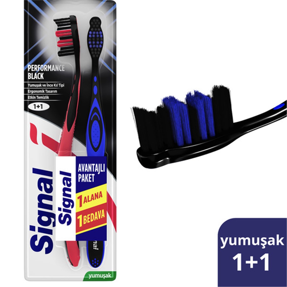 Signal Performance Black Yumuşak 1+1 Diş Fırçası - Onur Market