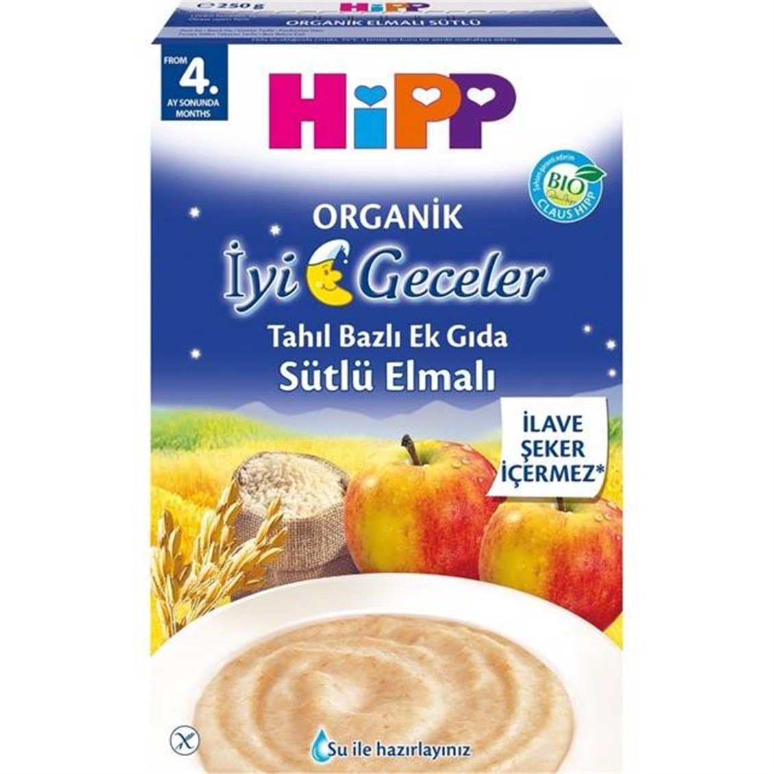 Hipp Organik İyi Geceler Elmalı Sütlü Kaşık Maması 250 gr - Onur Market