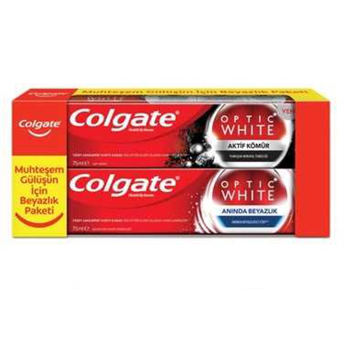 Colgate Optik White Aktif Kömür 50 ml & Optik White Anında Beyazlık 75 ml  Diş Macunu - Onur Market