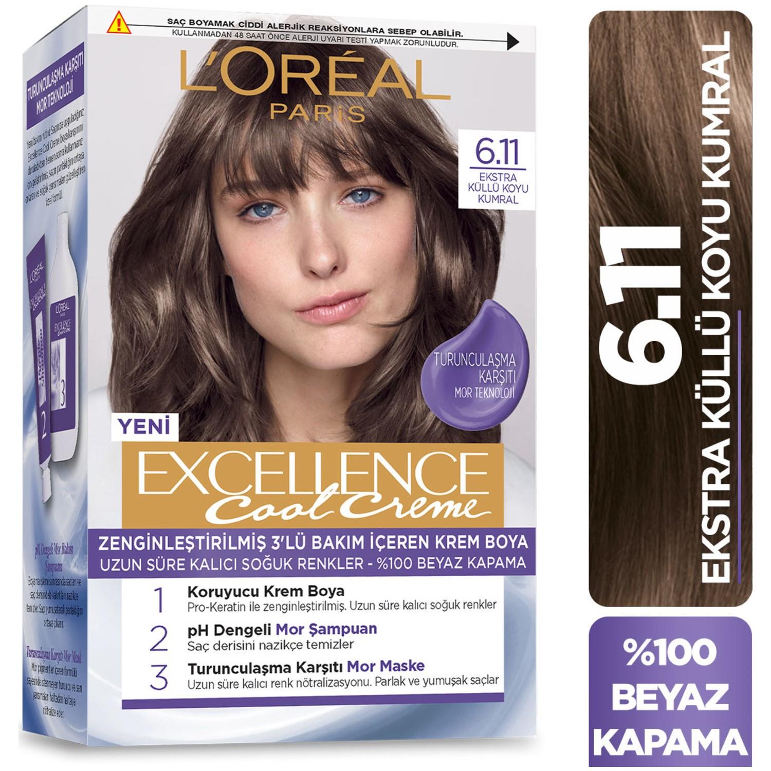 L'Oréal Paris Excellence Cool Creme Saç Boyası - 6.11 Ekstra Küllü Koyu  Kumral - Onur Market