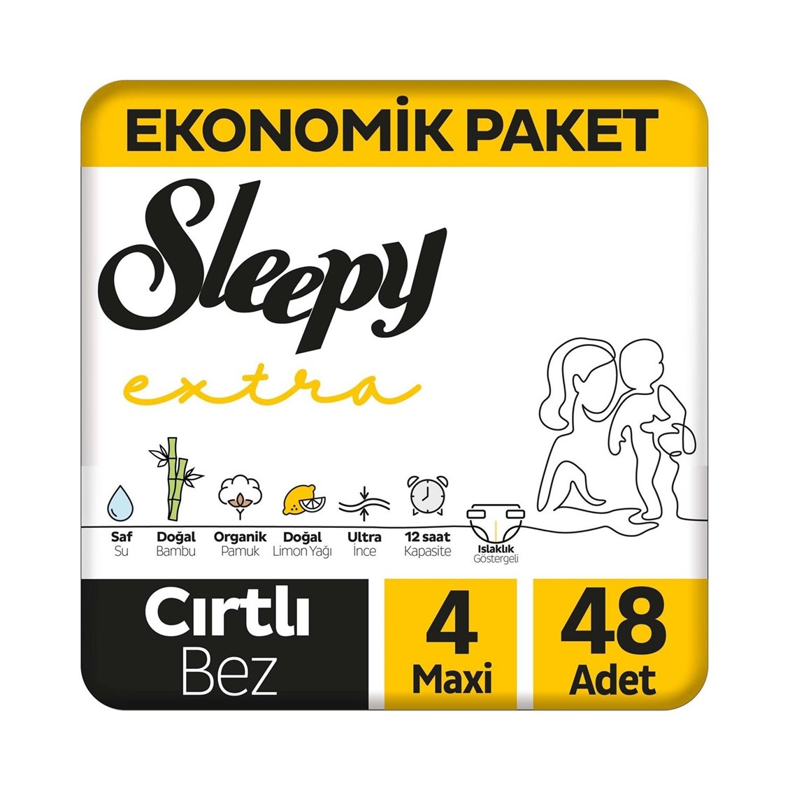 Sleepy Bebek Bezi Extra Günlük Aktivite Ekonomik Paket 4 Numara Maxi 48'li  - Onur Market