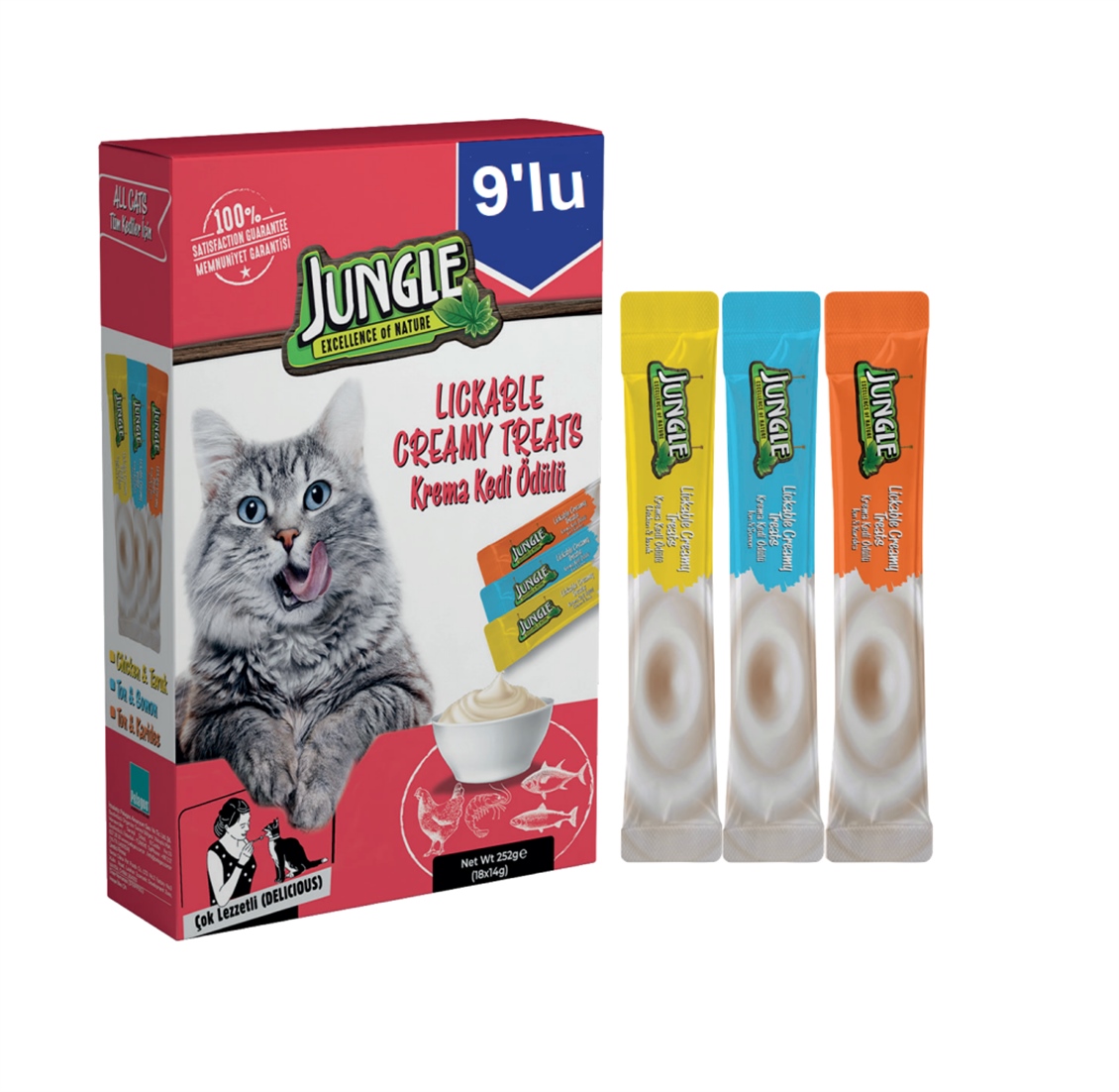 Jungle Mıx Kedi Krema Ödül Maması 3 Lezzet 14 gr 9'lu - Onur Market