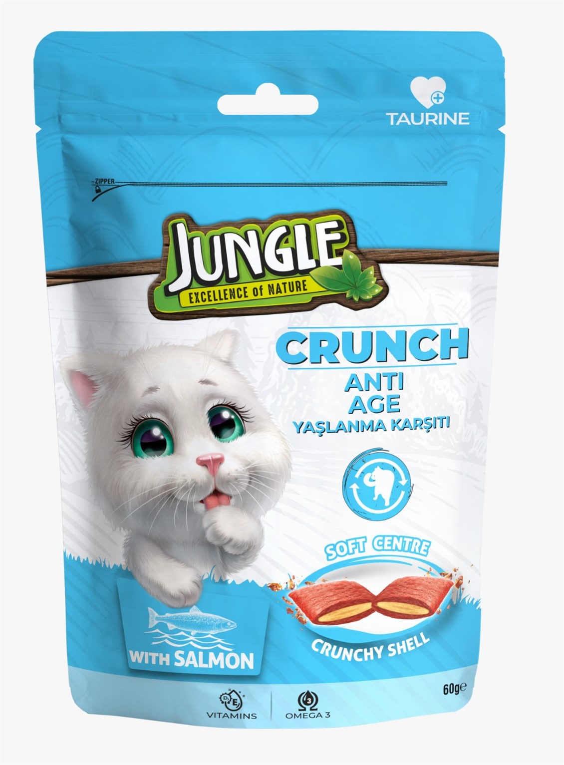 Jungle Crunch Kedi Ödül Maması Yaşlanma Karşıtı 60 gr - Onur Market