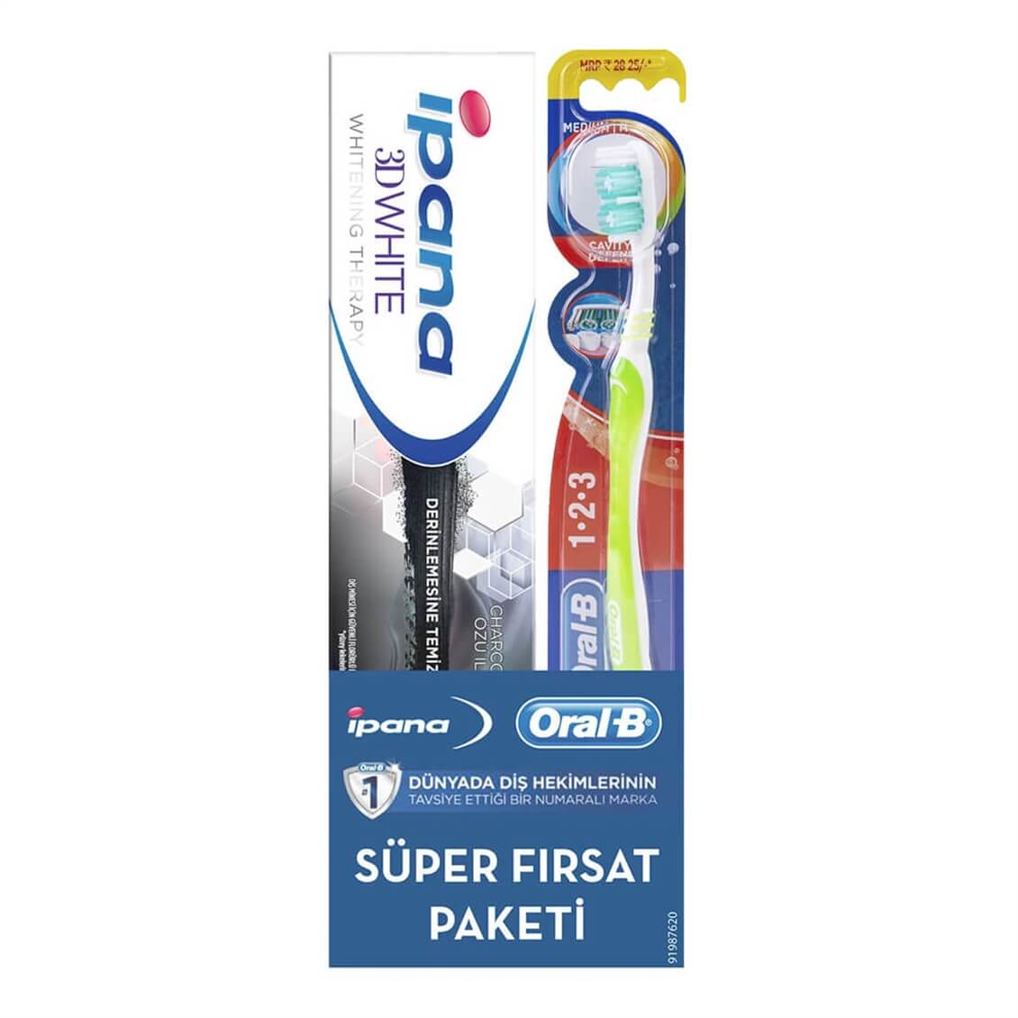 İpana 3BB Therapy Charcoal Diş Macunu 75ml + Oral-B Cavity Diş Fırçası Set  - Onur Market