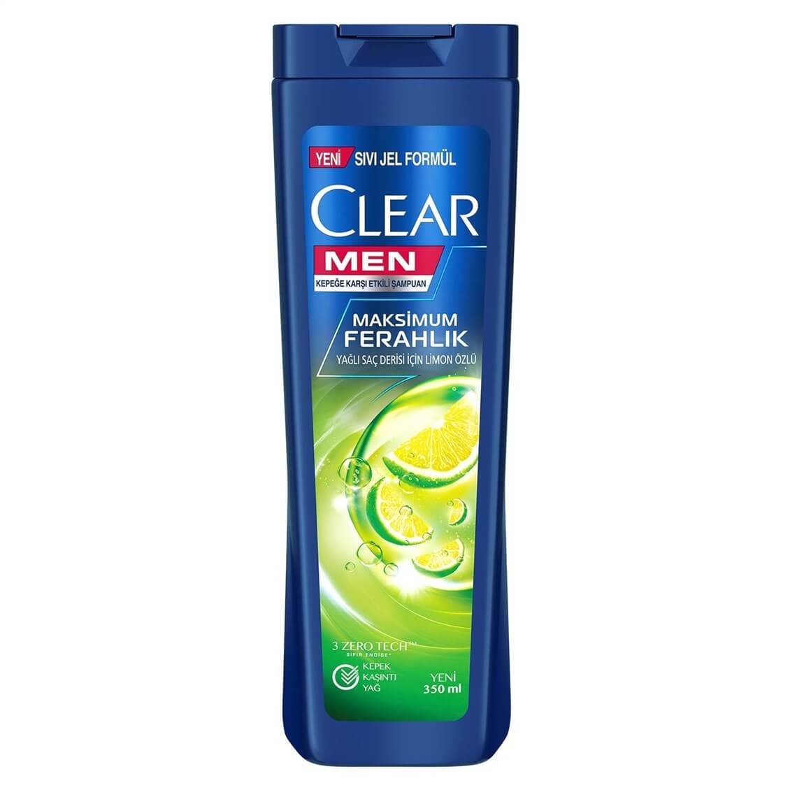 Clear Men Kepeğe Karşı Etkili Şampuan Maksimum Ferahlık Yağlı Saç Derisi  İçin Limon Özlü 350 ml - Onur Market