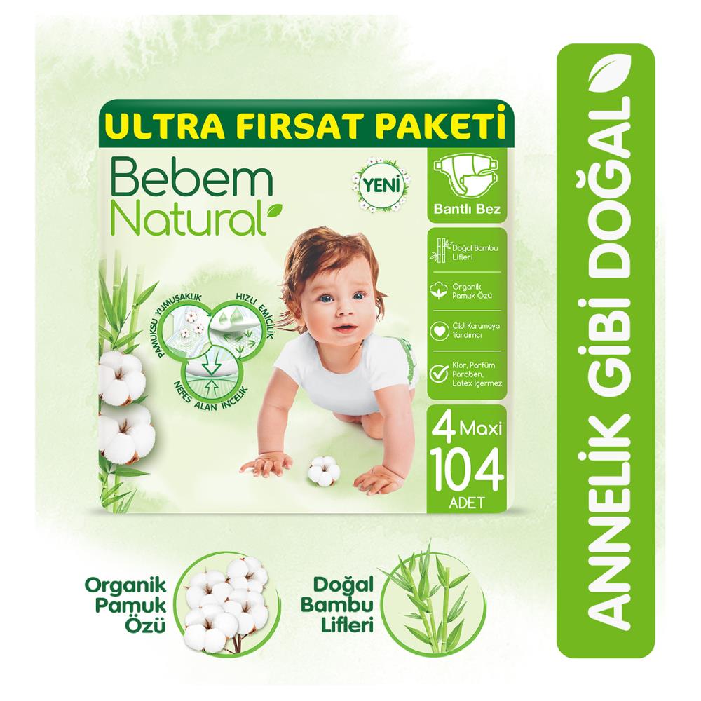 Bebem Natural Maxi Bebek Bezi 104'lü