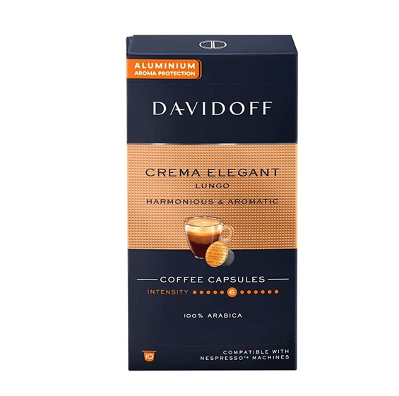Davidoff Crema Elegant Lungo Harmonıous & Aromatıc Aluminium Kapsül Kahve  10'lu 55 gr - Onur Market