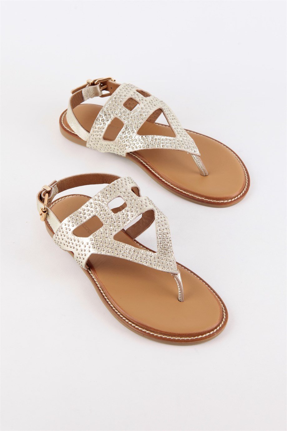 Agnes Altın Hakiki Deri Kadın Sandalet