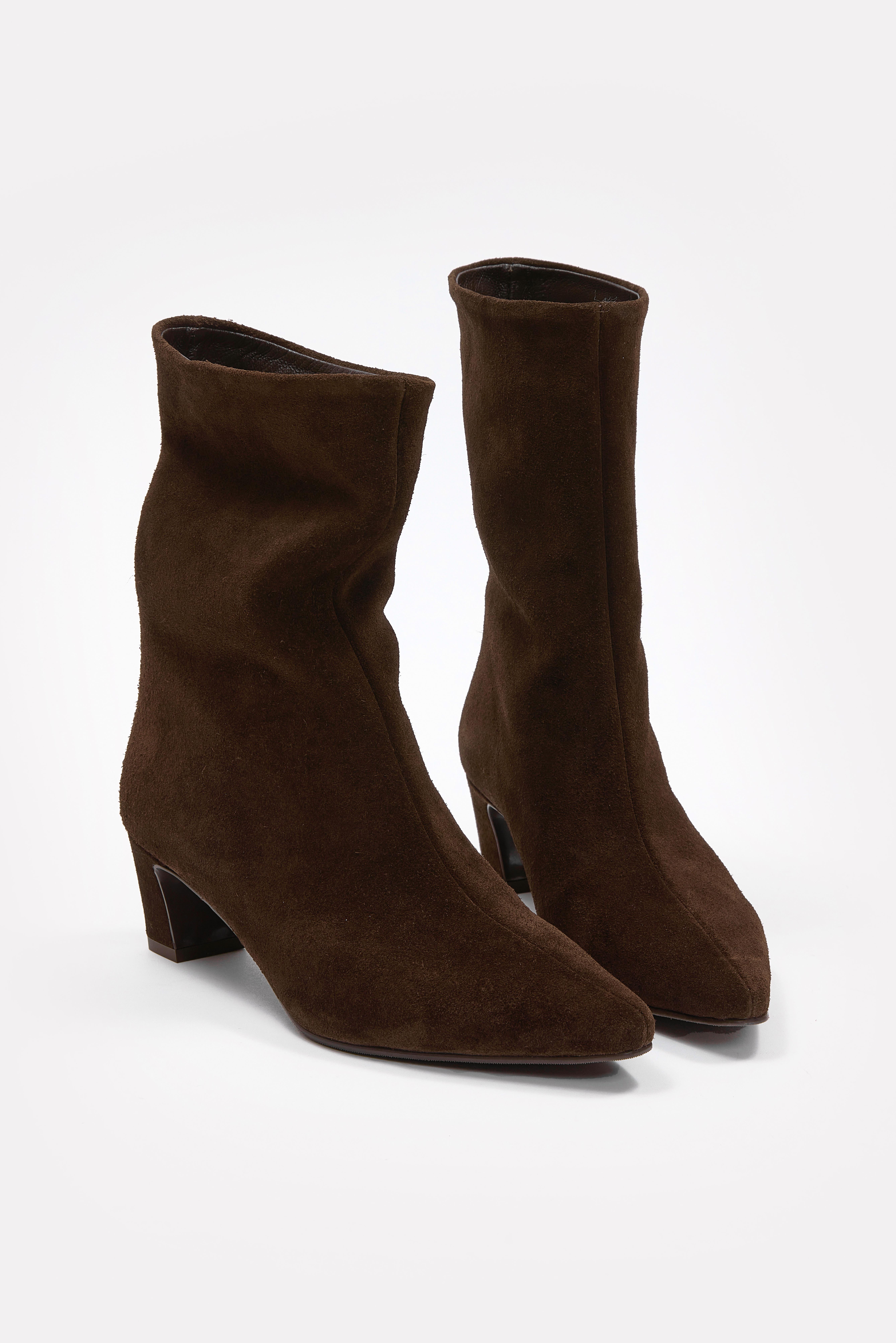 Dante Kahve Süet Hakiki Deri Topuklu Bot