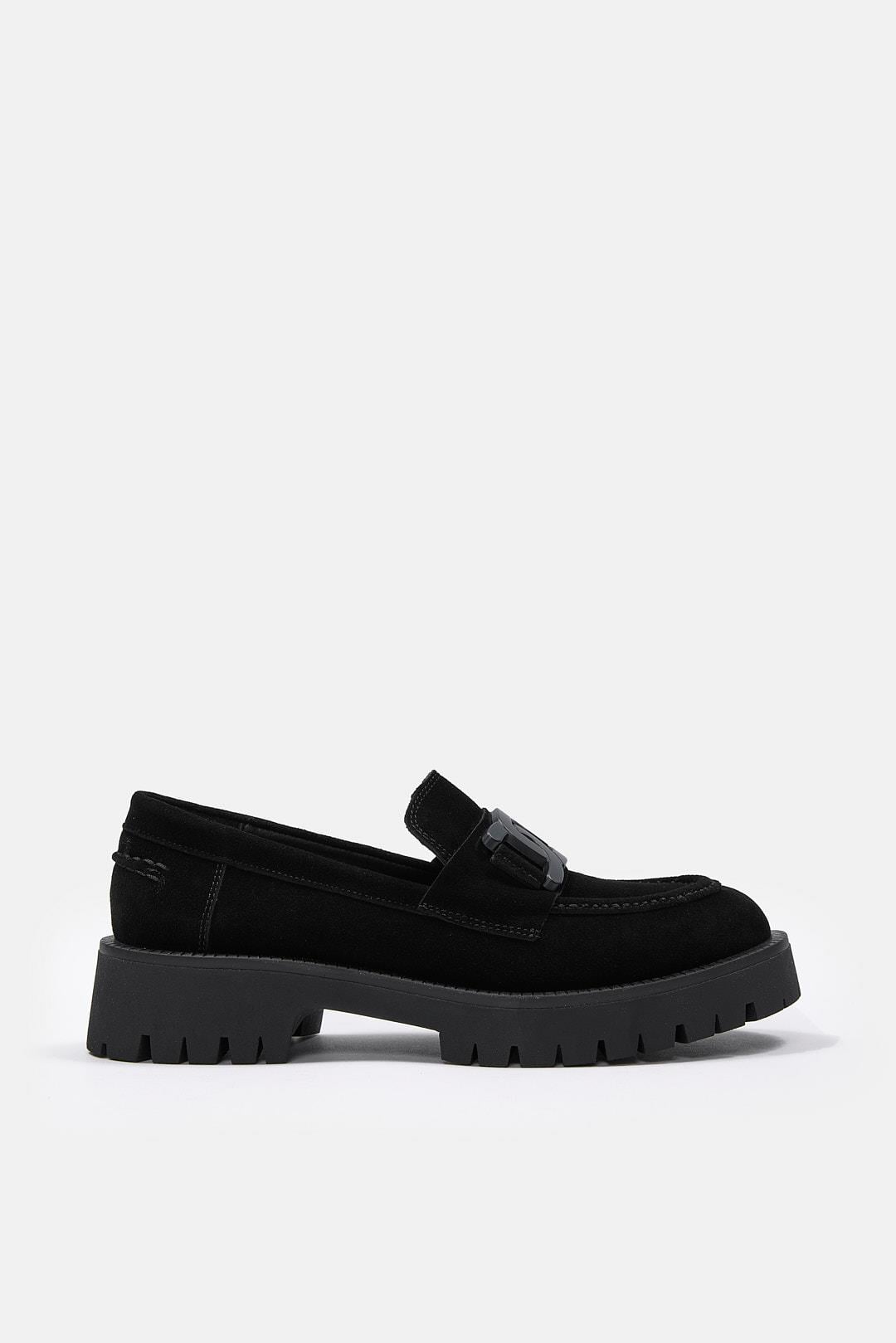 Dorina Womens Black Suede Loafers