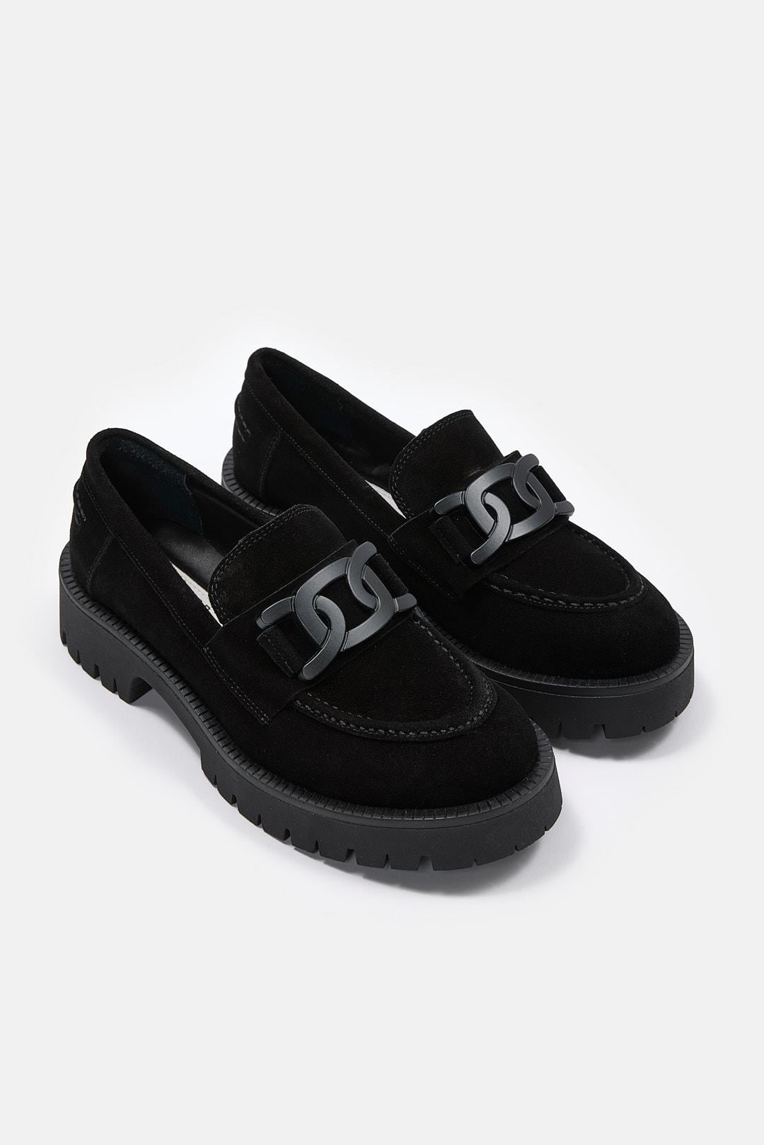 Dorina Womens Black Suede Loafers